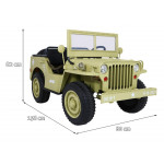 Elektrické autíčko - Retro vojenské vozidlo 4x4  - piesková - 158cm x 80cm x 82cm